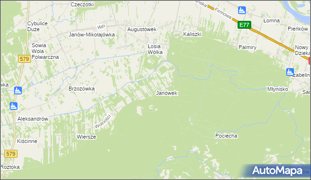 mapa Janówek gmina Czosnów, Janówek gmina Czosnów na mapie Targeo