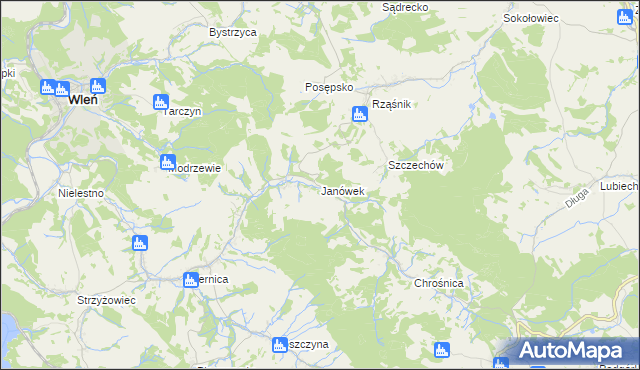 mapa Janówek gmina Jeżów Sudecki, Janówek gmina Jeżów Sudecki na mapie Targeo