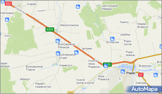 mapa Janówek gmina Piaski, Janówek gmina Piaski na mapie Targeo