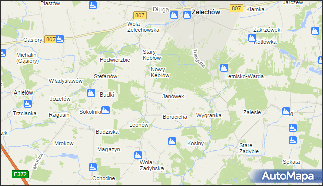 mapa Janówek gmina Żelechów, Janówek gmina Żelechów na mapie Targeo