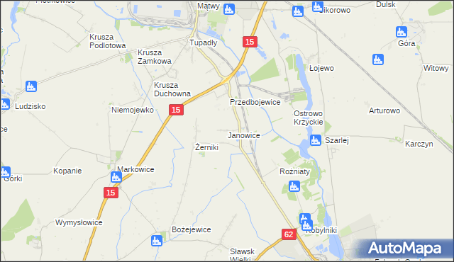 mapa Janowice gmina Kruszwica, Janowice gmina Kruszwica na mapie Targeo