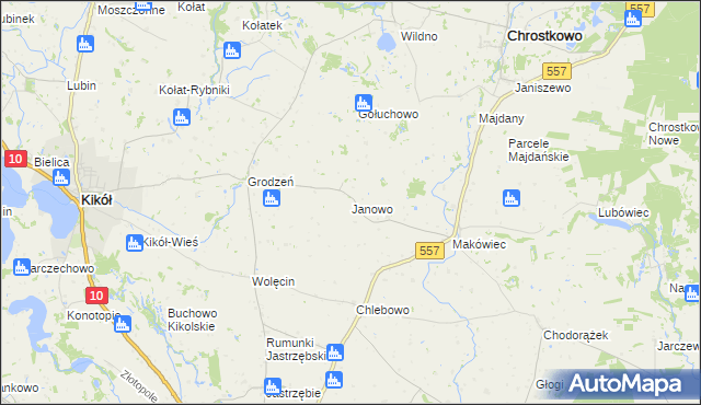 mapa Janowo gmina Kikół, Janowo gmina Kikół na mapie Targeo