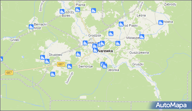 mapa Janowo gmina Narewka, Janowo gmina Narewka na mapie Targeo