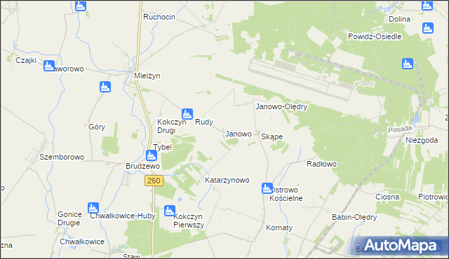 mapa Janowo gmina Strzałkowo, Janowo gmina Strzałkowo na mapie Targeo