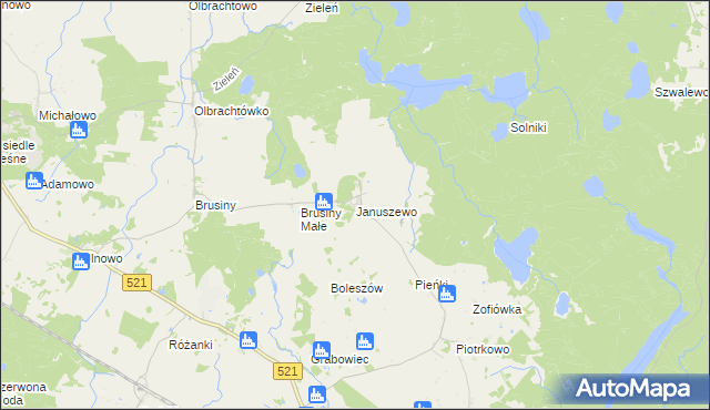 mapa Januszewo gmina Susz, Januszewo gmina Susz na mapie Targeo