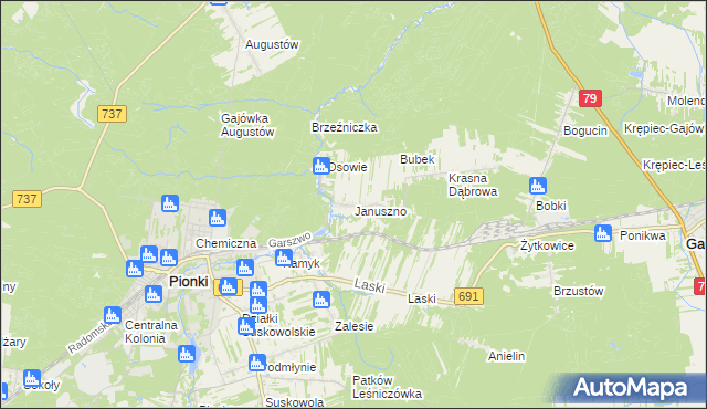 mapa Januszno, Januszno na mapie Targeo