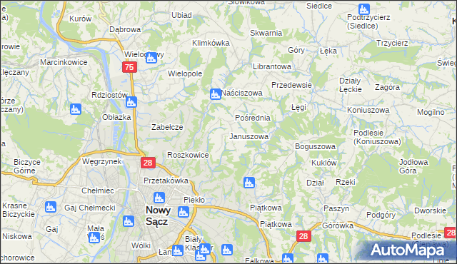 mapa Januszowa, Januszowa na mapie Targeo