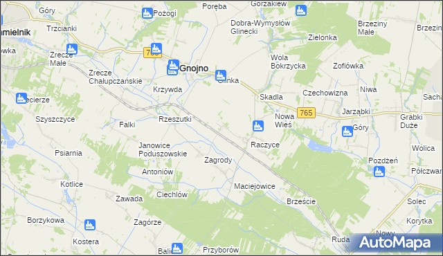 mapa Januszowice gmina Gnojno, Januszowice gmina Gnojno na mapie Targeo