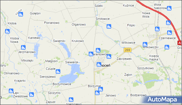 mapa Jarantowice gmina Choceń, Jarantowice gmina Choceń na mapie Targeo