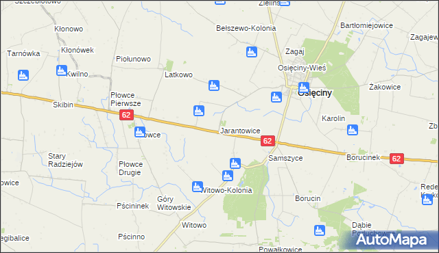 mapa Jarantowice gmina Osięciny, Jarantowice gmina Osięciny na mapie Targeo