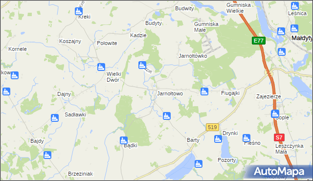 mapa Jarnołtowo, Jarnołtowo na mapie Targeo