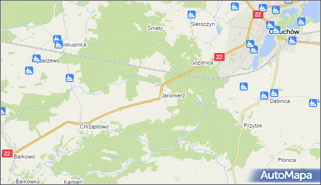mapa Jaromierz gmina Człuchów, Jaromierz gmina Człuchów na mapie Targeo