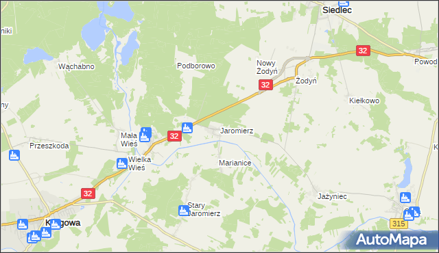 mapa Jaromierz gmina Siedlec, Jaromierz gmina Siedlec na mapie Targeo