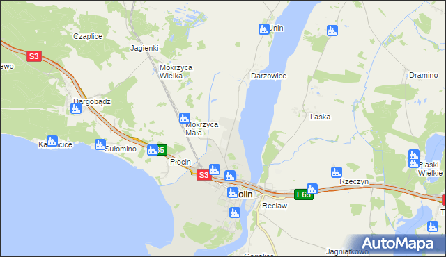 mapa Jaromierz gmina Wolin, Jaromierz gmina Wolin na mapie Targeo