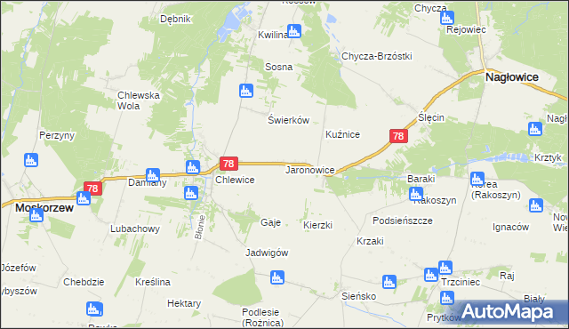 mapa Jaronowice, Jaronowice na mapie Targeo