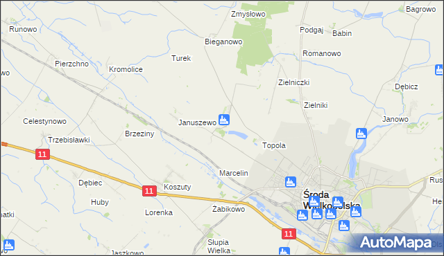 mapa Jarosławiec gmina Środa Wielkopolska, Jarosławiec gmina Środa Wielkopolska na mapie Targeo