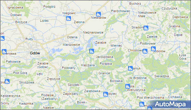 mapa Jaroszówka gmina Gdów, Jaroszówka gmina Gdów na mapie Targeo