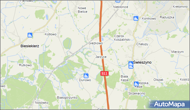 mapa Jarzyce, Jarzyce na mapie Targeo