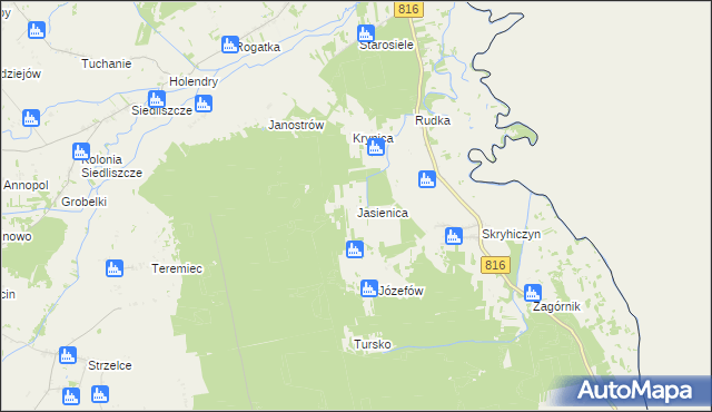 mapa Jasienica gmina Dubienka, Jasienica gmina Dubienka na mapie Targeo