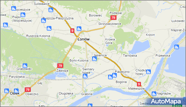 mapa Jasienica gmina Łoniów, Jasienica gmina Łoniów na mapie Targeo