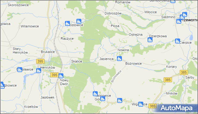 mapa Jasienica gmina Ziębice, Jasienica gmina Ziębice na mapie Targeo