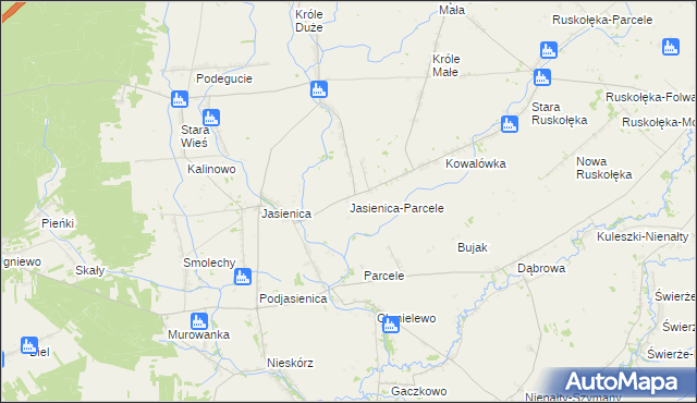 mapa Jasienica-Parcele, Jasienica-Parcele na mapie Targeo