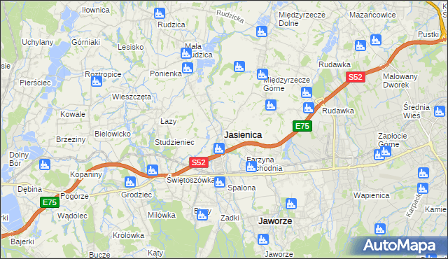 mapa Jasienica powiat bielski, Jasienica powiat bielski na mapie Targeo