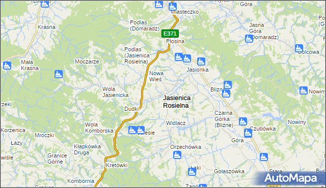 mapa Jasienica Rosielna, Jasienica Rosielna na mapie Targeo