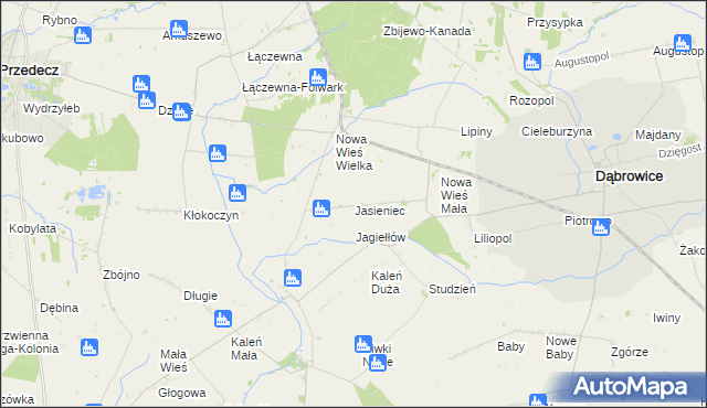 mapa Jasieniec gmina Przedecz, Jasieniec gmina Przedecz na mapie Targeo