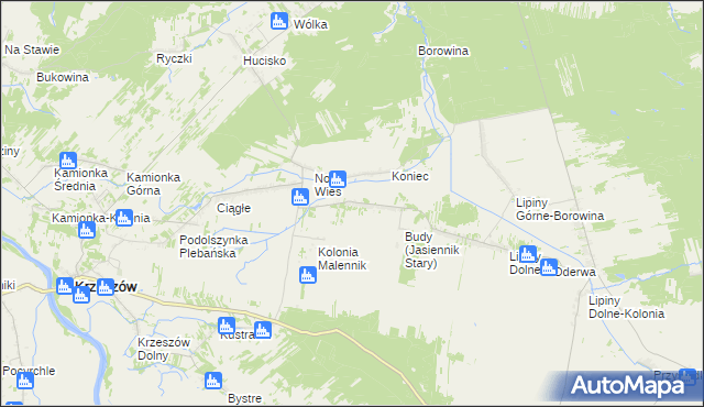 mapa Jasiennik Stary, Jasiennik Stary na mapie Targeo