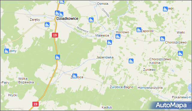 mapa Jasienówka, Jasienówka na mapie Targeo