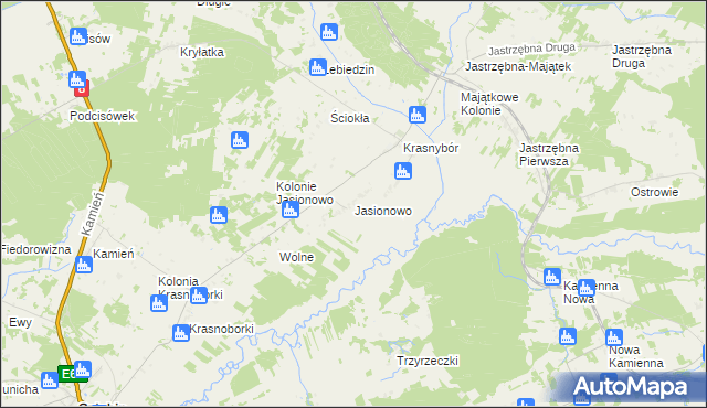 mapa Jasionowo gmina Sztabin, Jasionowo gmina Sztabin na mapie Targeo