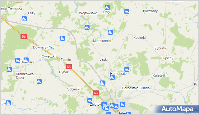 mapa Jaski gmina Mońki, Jaski gmina Mońki na mapie Targeo