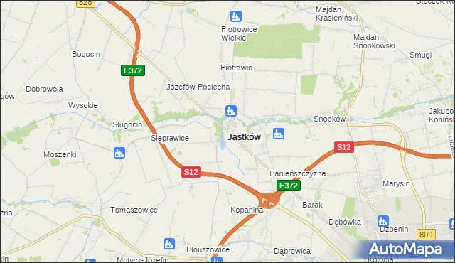 mapa Jastków powiat lubelski, Jastków powiat lubelski na mapie Targeo