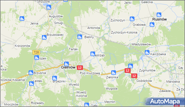 mapa Jastrząb gmina Gielniów, Jastrząb gmina Gielniów na mapie Targeo