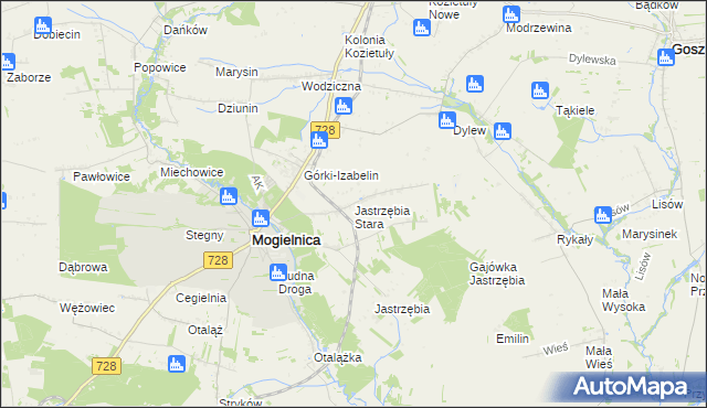 mapa Jastrzębia Stara, Jastrzębia Stara na mapie Targeo