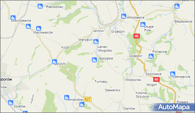 mapa Jastrzębie gmina Rudnik, Jastrzębie gmina Rudnik na mapie Targeo