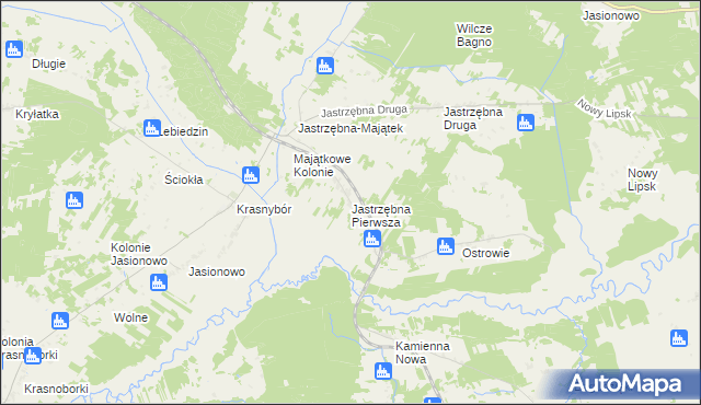 mapa Jastrzębna Pierwsza, Jastrzębna Pierwsza na mapie Targeo
