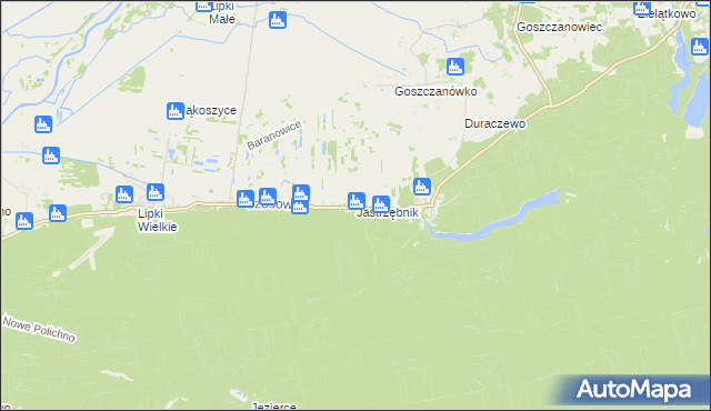 mapa Jastrzębnik gmina Santok, Jastrzębnik gmina Santok na mapie Targeo