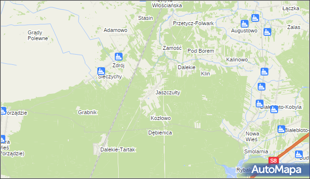 mapa Jaszczułty, Jaszczułty na mapie Targeo