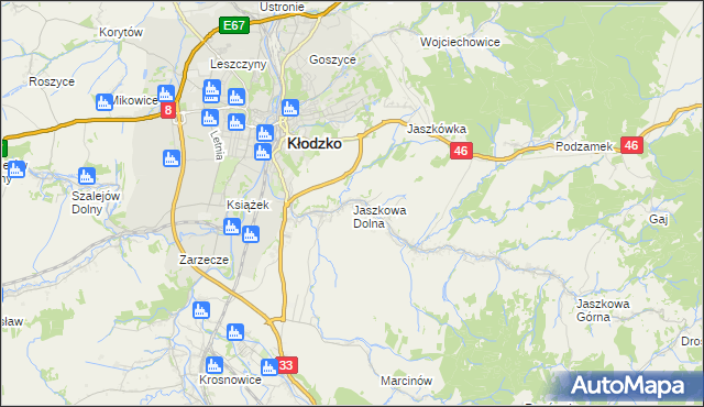 mapa Jaszkowa Dolna, Jaszkowa Dolna na mapie Targeo