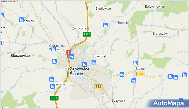 mapa Jaworek gmina Ząbkowice Śląskie, Jaworek gmina Ząbkowice Śląskie na mapie Targeo