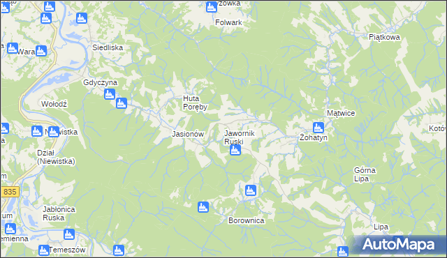 mapa Jawornik Ruski, Jawornik Ruski na mapie Targeo