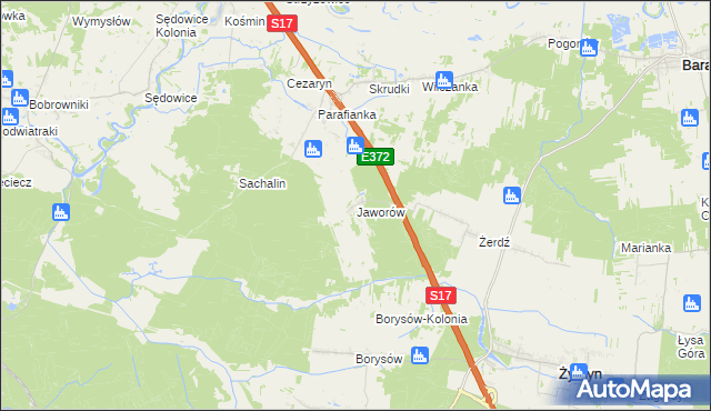 mapa Jaworów gmina Żyrzyn, Jaworów gmina Żyrzyn na mapie Targeo