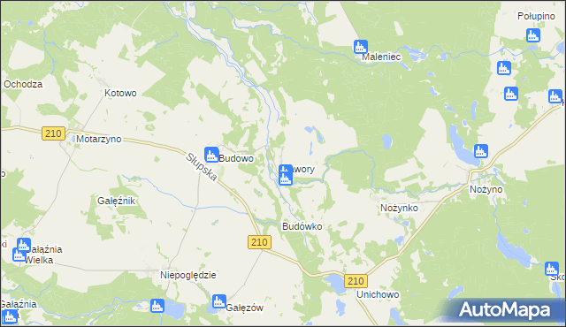 mapa Jawory gmina Dębnica Kaszubska, Jawory gmina Dębnica Kaszubska na mapie Targeo