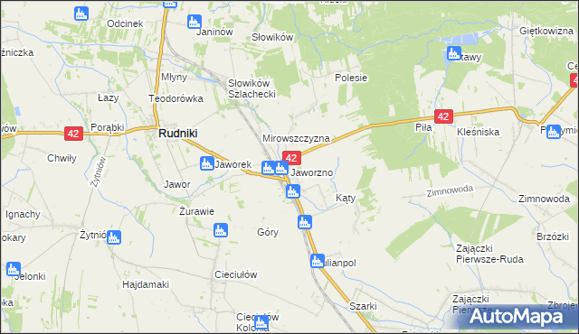 mapa Jaworzno gmina Rudniki, Jaworzno gmina Rudniki na mapie Targeo