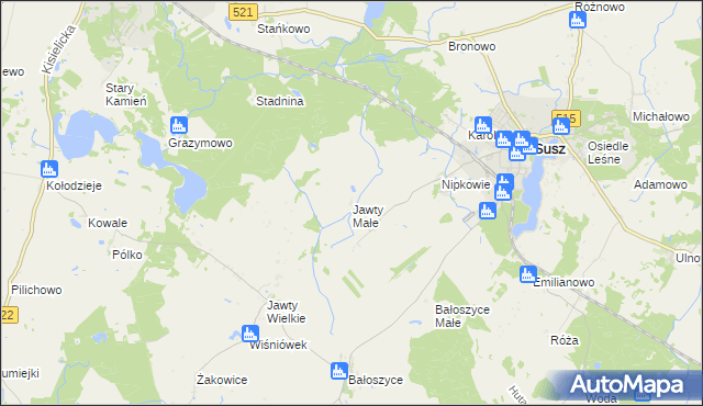 mapa Jawty Małe, Jawty Małe na mapie Targeo