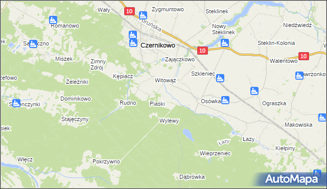 mapa Jaźwiny gmina Czernikowo, Jaźwiny gmina Czernikowo na mapie Targeo