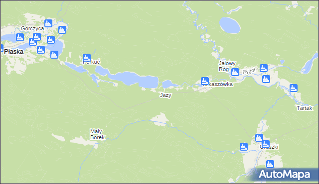 mapa Jazy gmina Płaska, Jazy gmina Płaska na mapie Targeo