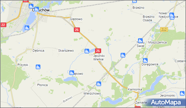 mapa Jęczniki Wielkie, Jęczniki Wielkie na mapie Targeo